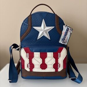 NWT Loungefly Marvel Worthy Captain America Avengers Endgame Mini Backpack